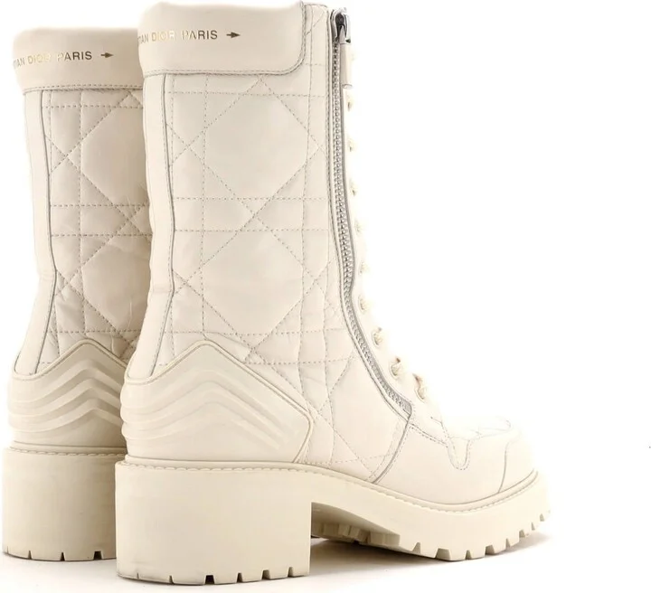 Christian Dior Women's D-Unit Combat Boots Cannage Quilt Leather - Image 3