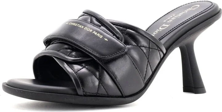 Christian Dior Women's Dio(r)evolution Heeled Slide Sandals Cannage Quilt Leather