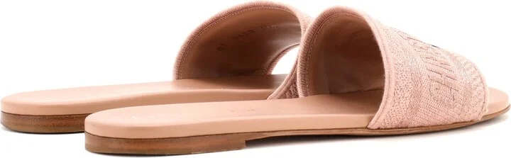 Christian Dior Women's Dway Flat Sandals Embroidered Canvas - Image 3