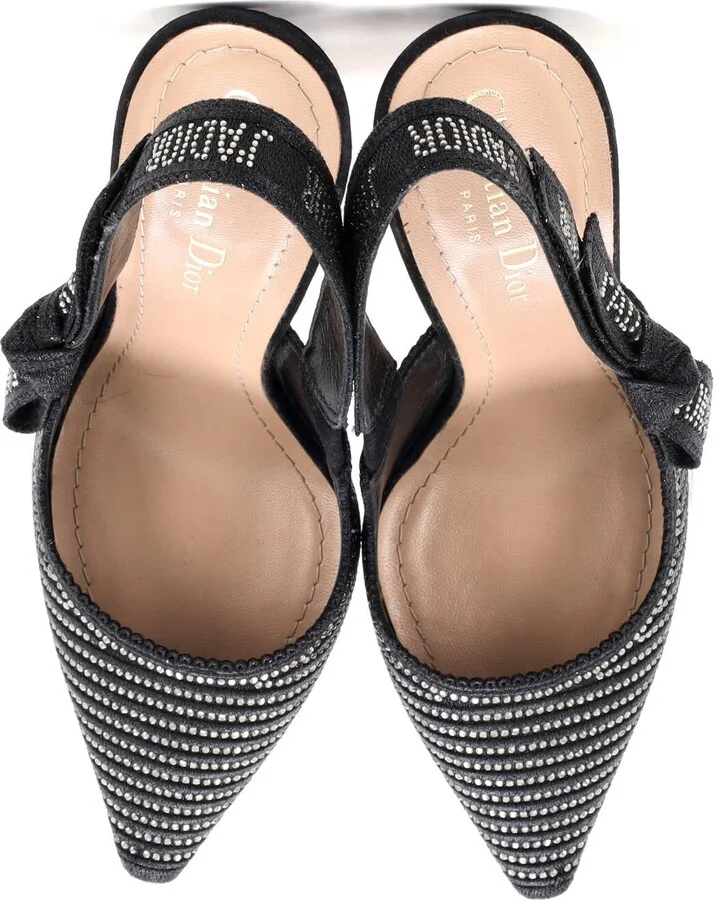 Christian Dior Women's J'Adior Slingback Pumps Crystal Embellished Fabric 100 - Image 2