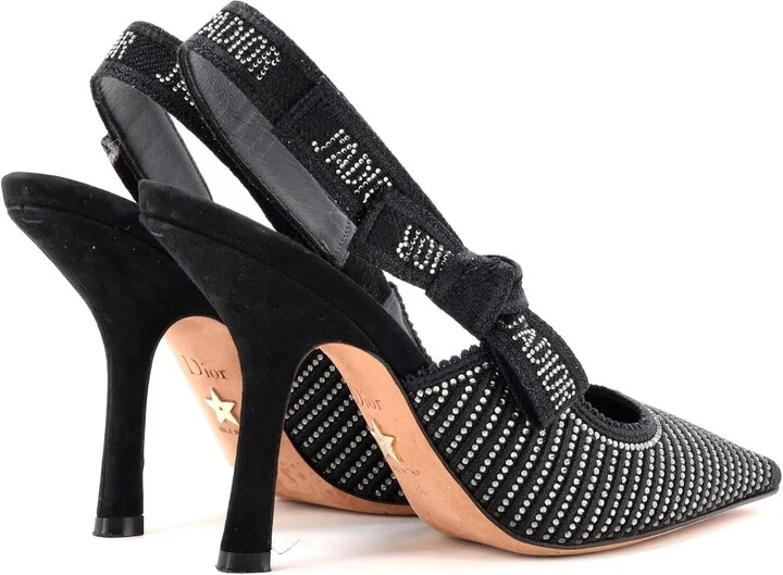 Christian Dior Women's J'Adior Slingback Pumps Crystal Embellished Fabric 100 - Image 3