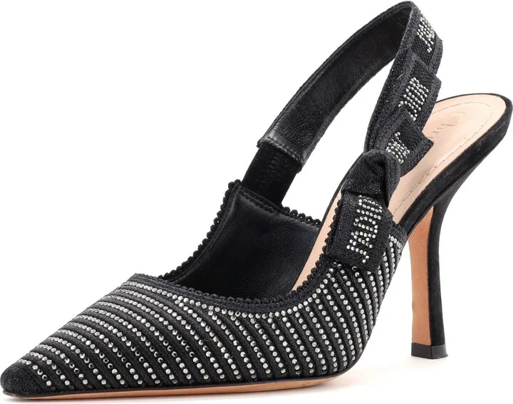 Christian Dior Women's J'Adior Slingback Pumps Crystal Embellished Fabric 100