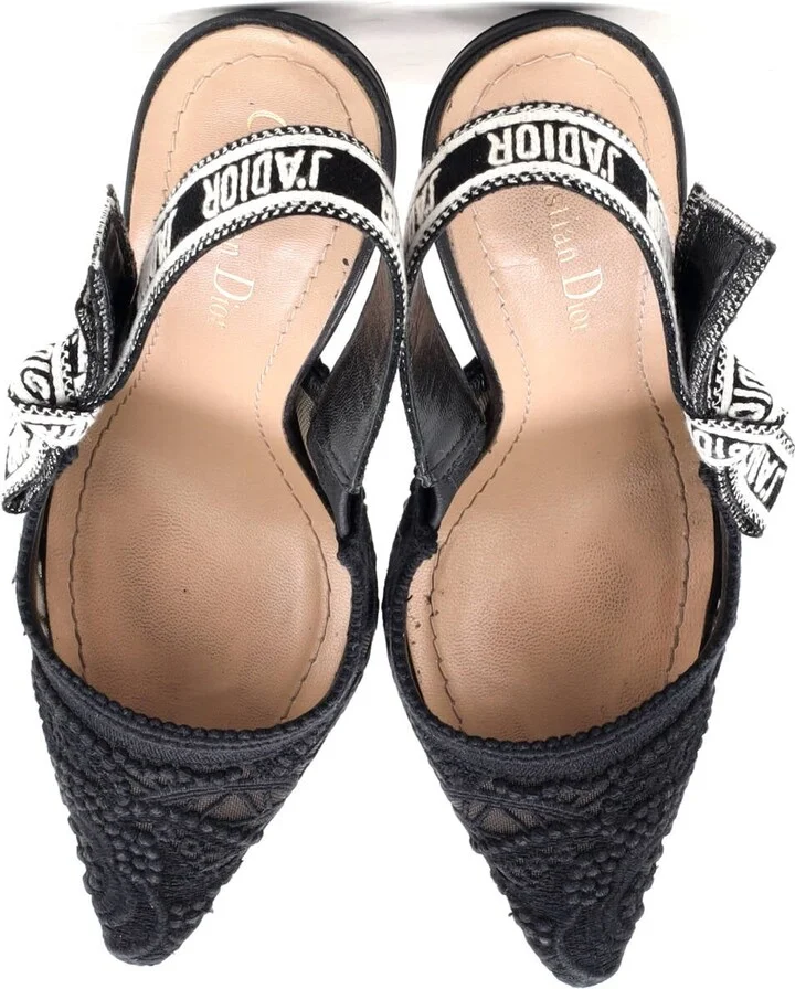 Christian Dior Women's J'Adior Slingback Pumps Embroidered Fabric 100 - Image 2