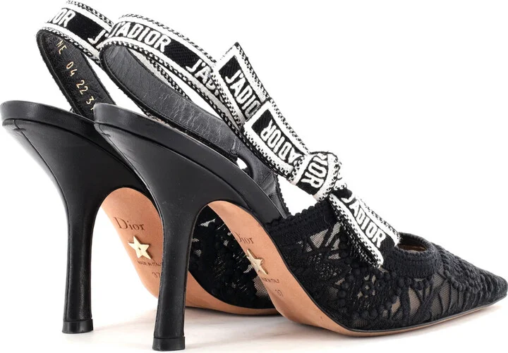 Christian Dior Women's J'Adior Slingback Pumps Embroidered Fabric 100 - Image 3