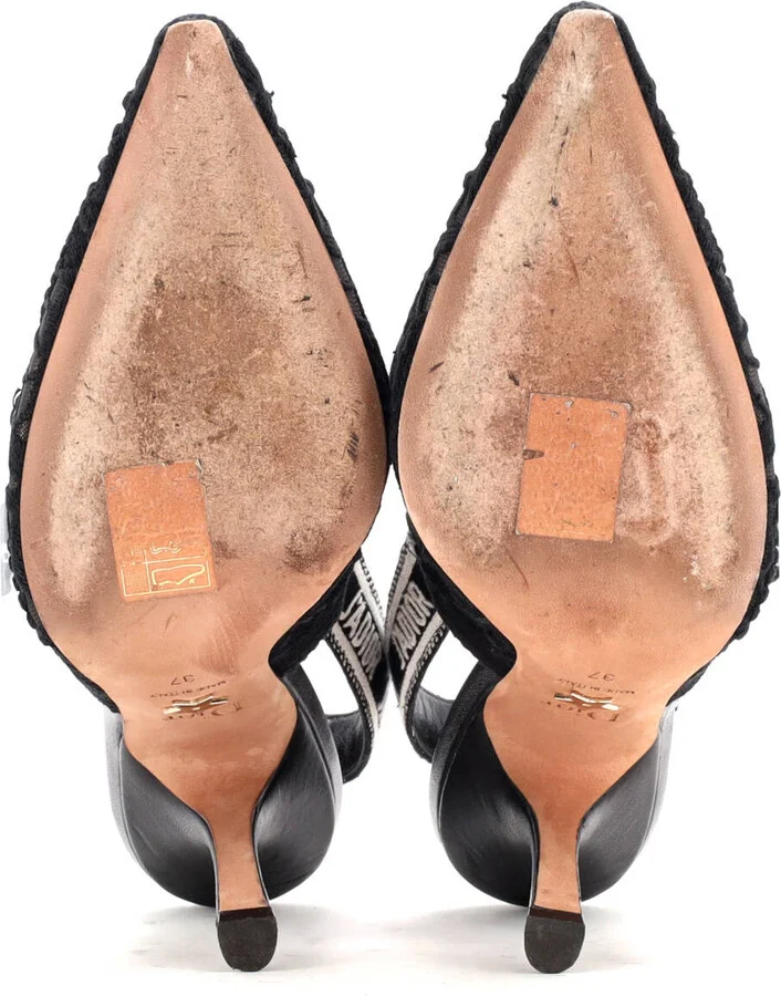 Christian Dior Women's J'Adior Slingback Pumps Embroidered Fabric 100 - Image 4