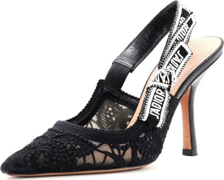 Christian Dior Women's J'Adior Slingback Pumps Embroidered Fabric 100