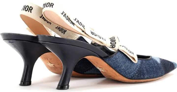 Christian Dior Women's J'Adior Slingback Pumps Patchwork Denim 65 - Image 3