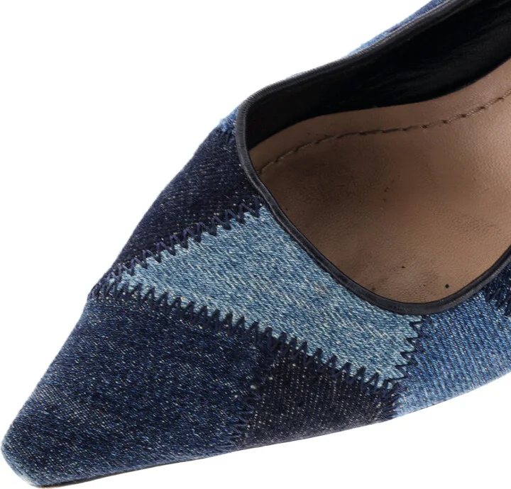Christian Dior Women's J'Adior Slingback Pumps Patchwork Denim 65 - Image 5