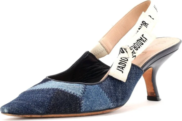 Christian Dior Women's J'Adior Slingback Pumps Patchwork Denim 65