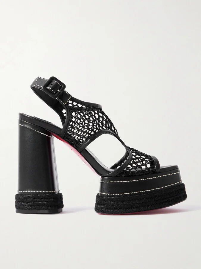 Christian Louboutin - Almeja 130 Mesh And Leather Platform Sandals - Black