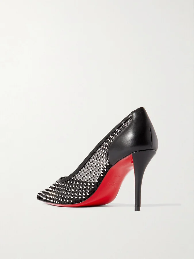 Christian Louboutin - Apostropha 80 Crystal-embellished Mesh Pumps - Black - Image 3