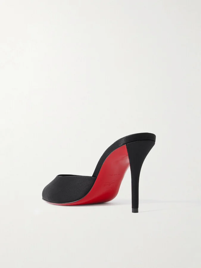 Christian Louboutin - Apostropha 80 Satin Mules - Black - Image 3