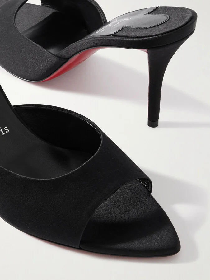 Christian Louboutin - Apostropha 80 Satin Mules - Black - Image 4