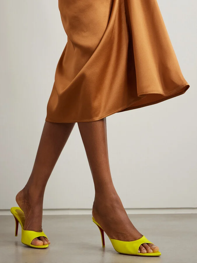 Christian Louboutin - Apostropha 80 Satin Mules - Yellow - Image 2