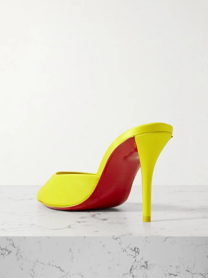 Christian Louboutin - Apostropha 80 Satin Mules - Yellow - Image 3