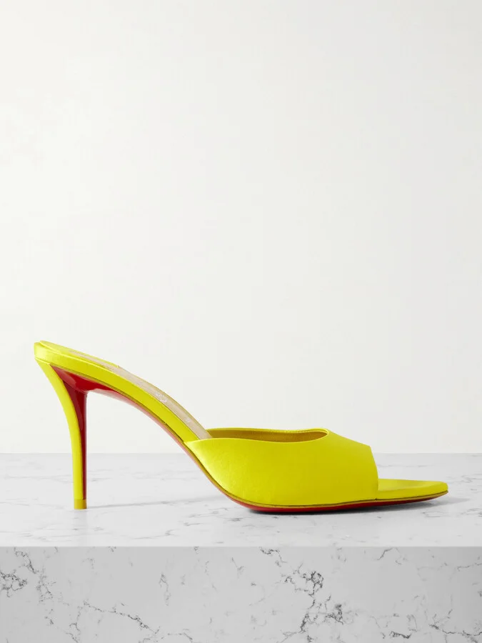 Christian Louboutin - Apostropha 80 Satin Mules - Yellow