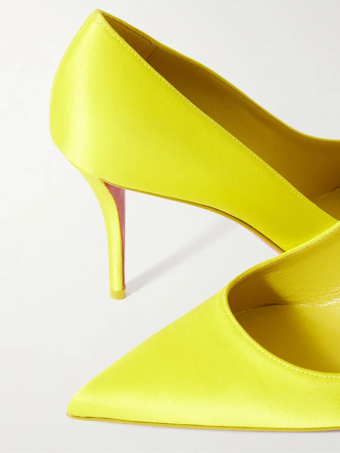 Christian Louboutin - Apostropha 80 Satin Pumps - Yellow - Image 4