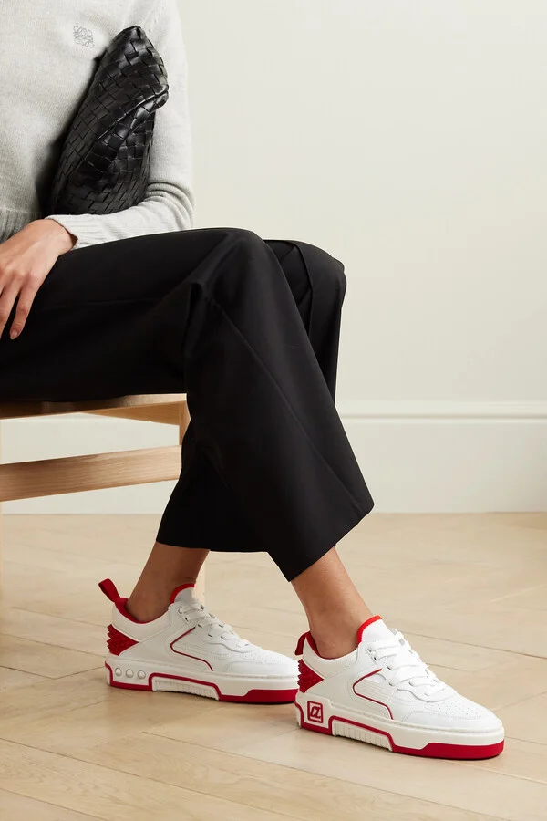 Christian Louboutin - Astroloubi Stud-embellished Leather And Mesh Sneakers - White - Image 2