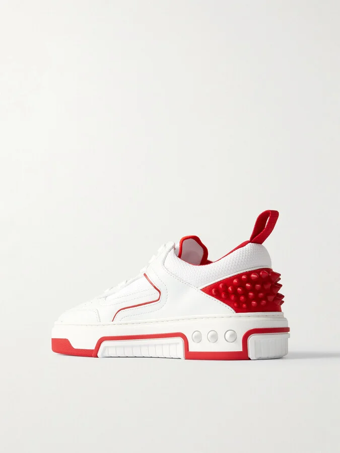 Christian Louboutin - Astroloubi Stud-embellished Leather And Mesh Sneakers - White - Image 3