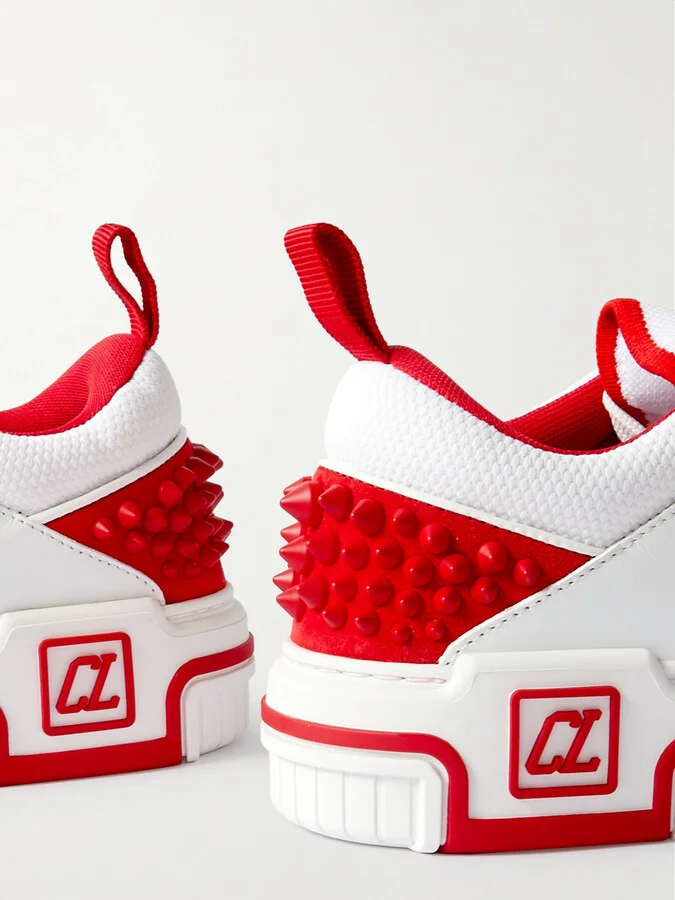 Christian Louboutin - Astroloubi Stud-embellished Leather And Mesh Sneakers - White - Image 4
