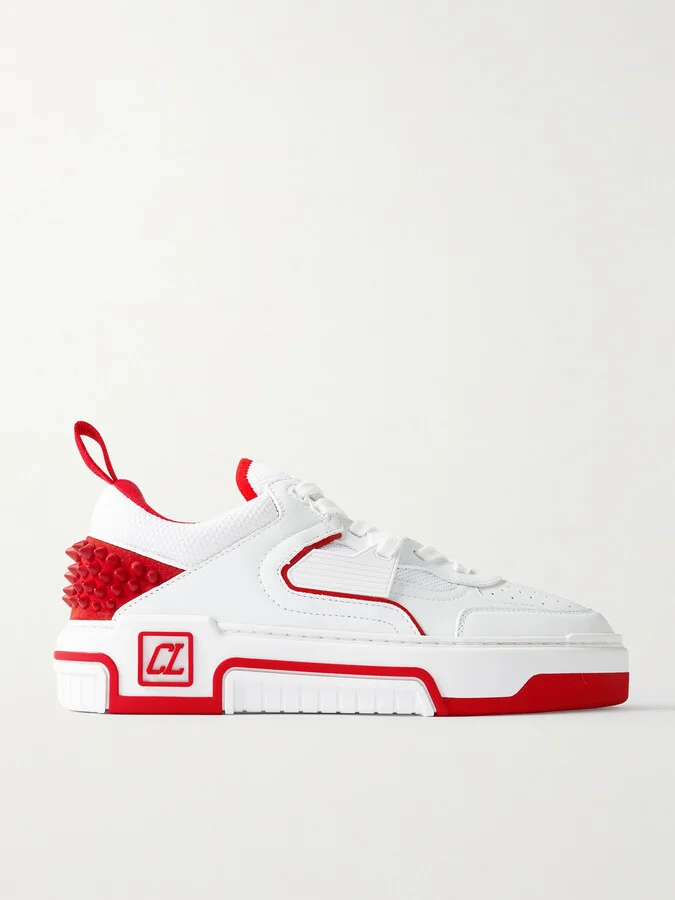 Christian Louboutin - Astroloubi Stud-embellished Leather And Mesh Sneakers - White