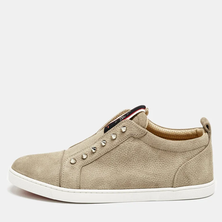 Christian Louboutin Beige Suede F.A.V Fique A Vontade Sneakers Size 42.5