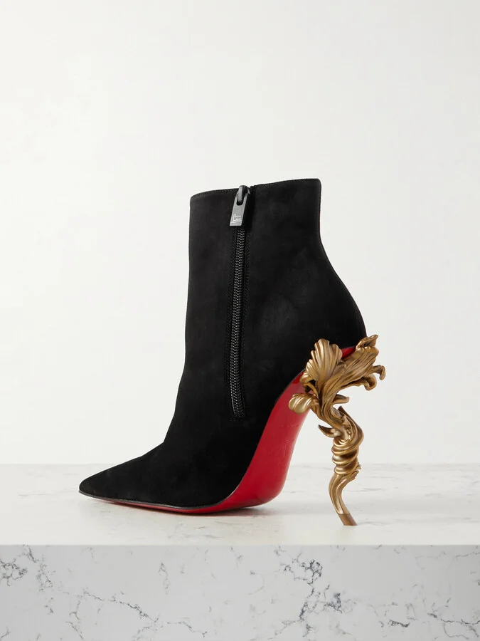 Christian Louboutin - Belle 100 Suede Ankle Boots - Black - Image 3