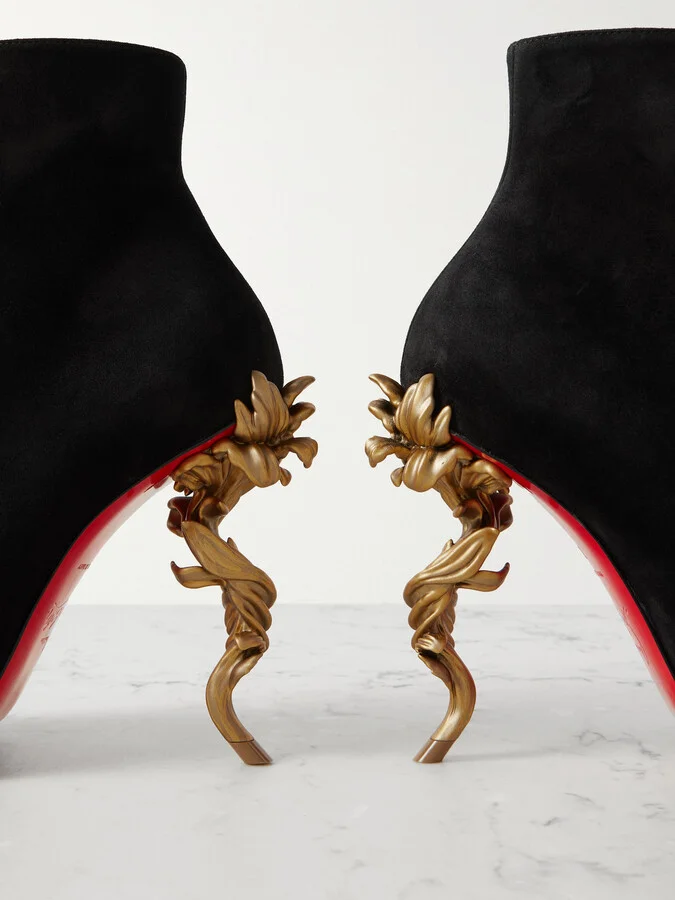Christian Louboutin - Belle 100 Suede Ankle Boots - Black - Image 4