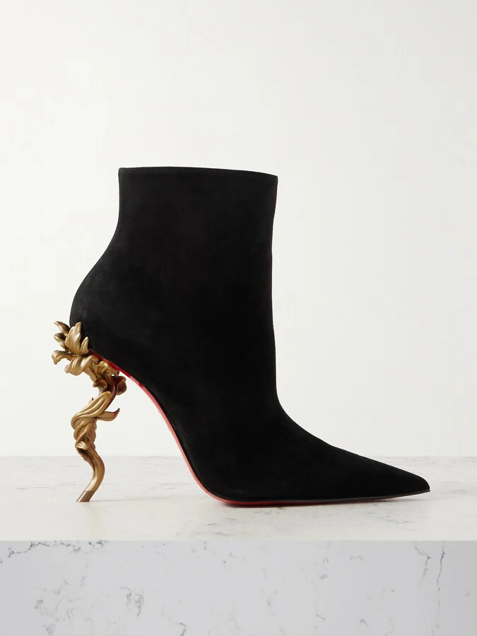 Christian Louboutin - Belle 100 Suede Ankle Boots - Black