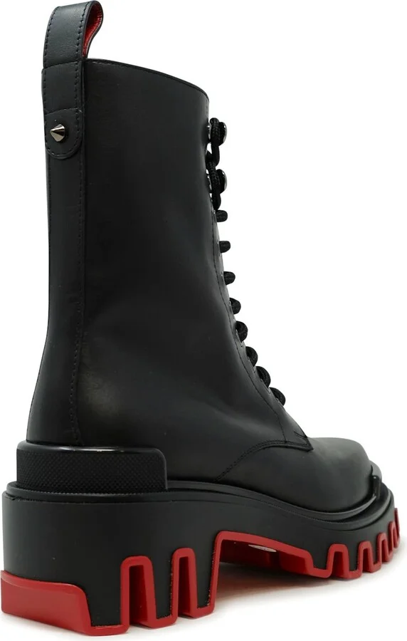 Christian Louboutin Black Calf Leather Dune Trott Alta Flat Low Boots - Image 3