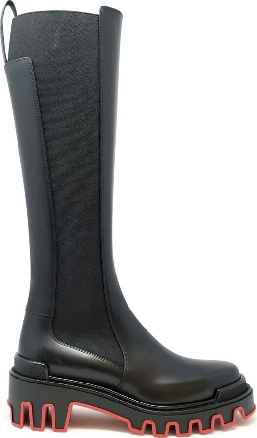 Christian Louboutin Black Calf Leather Marchacroche Dune Botta Boots