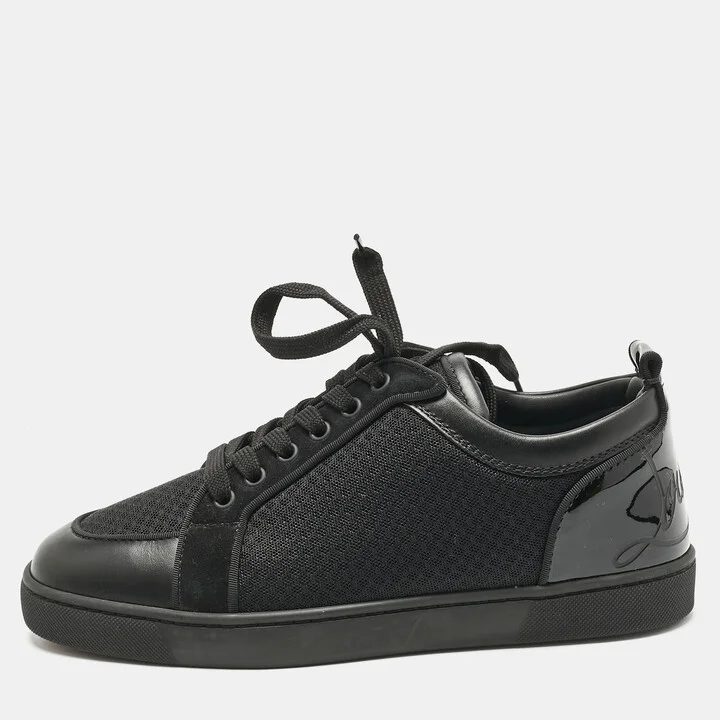 Christian Louboutin Black Leather and Mesh Fun Rantulow Sneakers Size 40.5