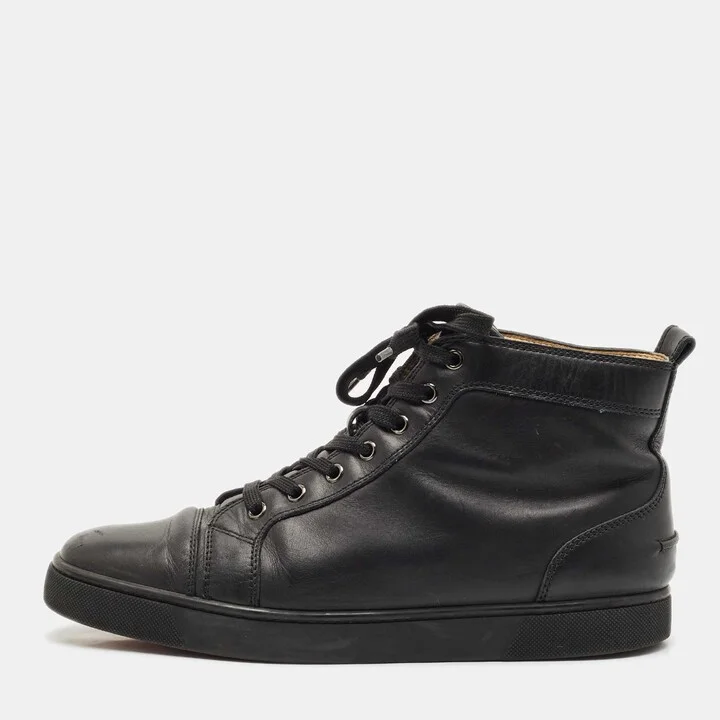 Christian Louboutin Black Leather Louis High Top Sneakers Size 43