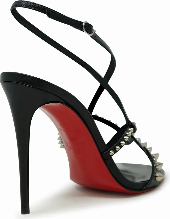 Christian Louboutin Black Leather Spikes Tatooshka 100 Pumps - Image 3