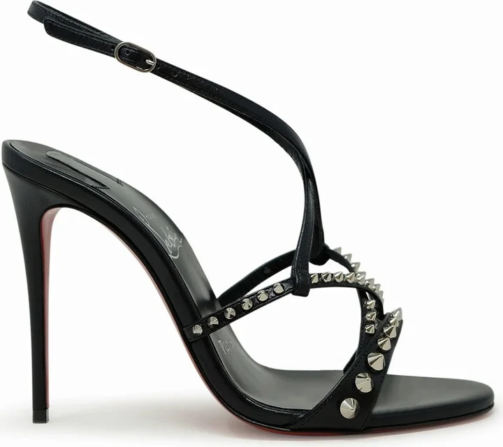 Christian Louboutin Black Leather Spikes Tatooshka 100 Pumps