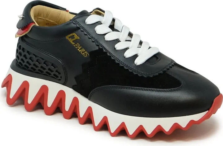 Christian Louboutin Black/loubi Calf/vv/pat Loubishark Donna Flat Sneakers - Image 2
