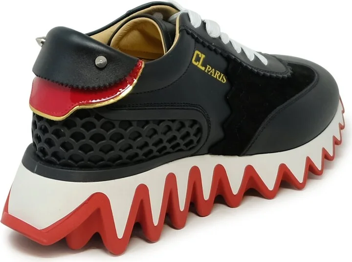 Christian Louboutin Black/loubi Calf/vv/pat Loubishark Donna Flat Sneakers - Image 3