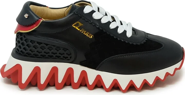 Christian Louboutin Black/loubi Calf/vv/pat Loubishark Donna Flat Sneakers