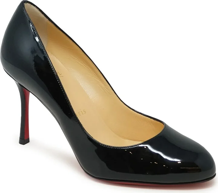 Christian Louboutin Black Patent Dolly Pumps 85 - Image 2