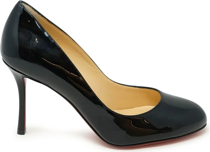 Christian Louboutin Black Patent Dolly Pumps 85