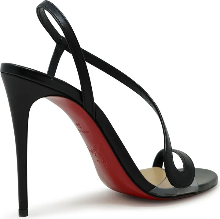 Christian Louboutin Black Pvc Leather Rosalie 100 Sandals - Image 2