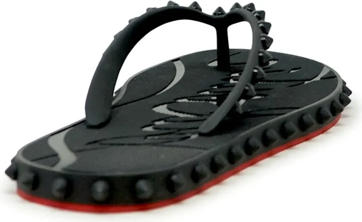 Christian Louboutin Black Rubber Super Loubi Flat Flip Thongs - Image 3