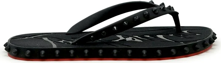 Christian Louboutin Black Rubber Super Loubi Flat Flip Thongs
