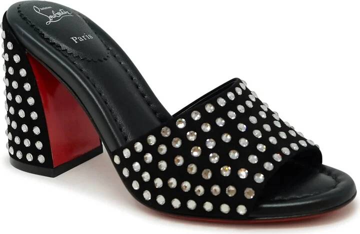 Christian Louboutin Black Suede Jane Mule Strass Boum 85 Sandals - Image 2