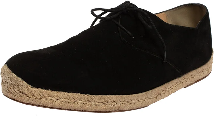Christian Louboutin Black Suede Lace Up Espadrilles Size 43