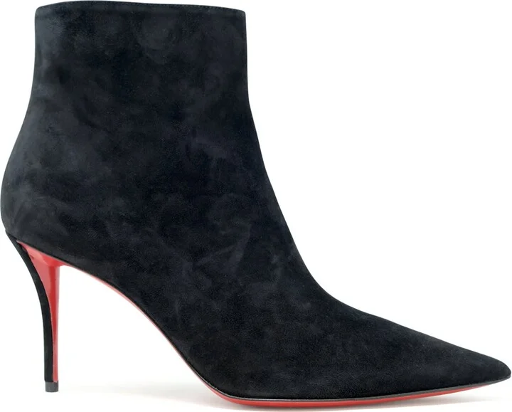Christian Louboutin Black Suede Leather Apostropha 80 Bootie