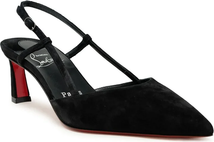 Christian Louboutin Black Veau Velours Condorline 55 Slingback - Image 2