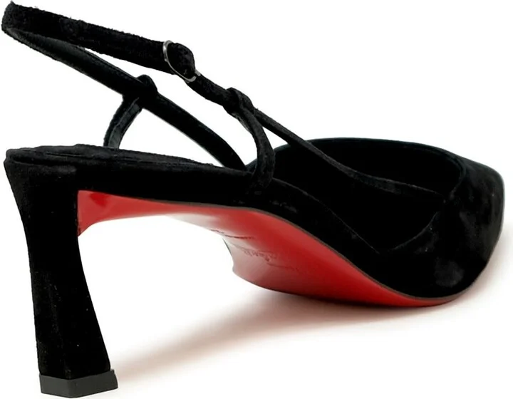 Christian Louboutin Black Veau Velours Condorline 55 Slingback - Image 3