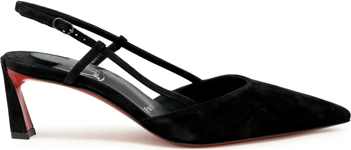 Christian Louboutin Black Veau Velours Condorline 55 Slingback