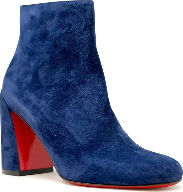 Christian Louboutin Blue Suede Turela 85 Ankle Boots - Image 3